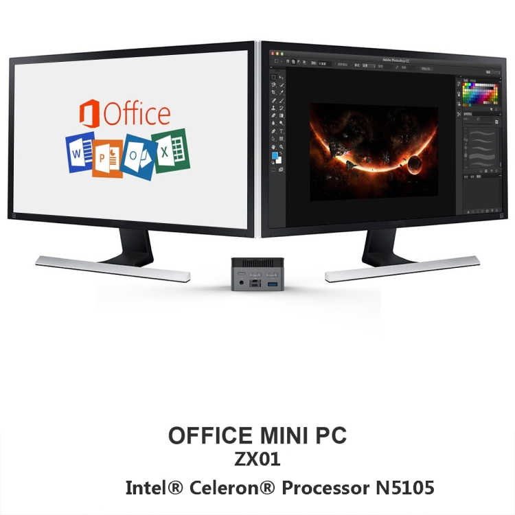 ZX01 Windows 11 Mini PC, Intel Celeron N5105 CPU, Support Dual