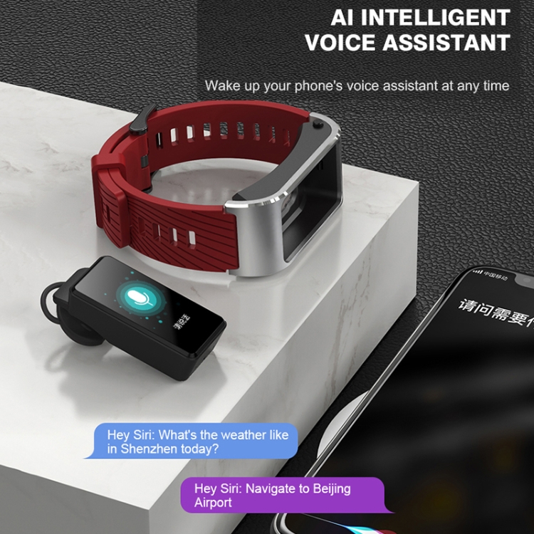 H21 1,14 pouces Steel Band Earphone Amovible Smart Watch Support Mesure de la température / Appel Bluetooth / Commande vocale (Argent) - B3