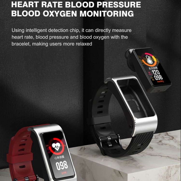 H21 1,14 pouces Steel Band Earphone Amovible Smart Watch Support Mesure de la température / Appel Bluetooth / Commande vocale (Argent) - B5