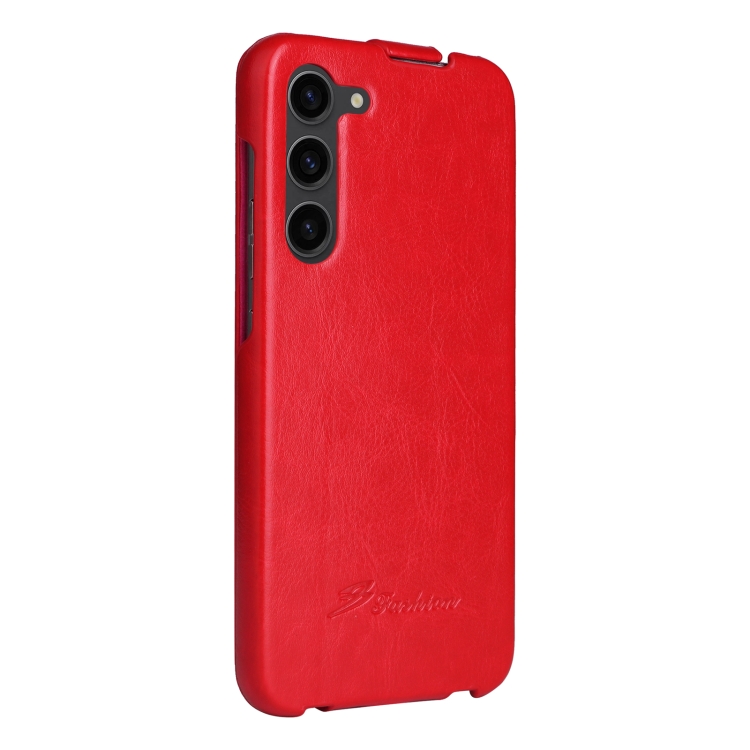 For Samsung Galaxy S23 5G Fierre Shann 64 Texture Vertical Flip PU Leather Phone Case(Red) For Samsung Galaxy S23 5G Fierre Shann 64 Texture Vertical Flip PU Leather Phone Case(Red)
