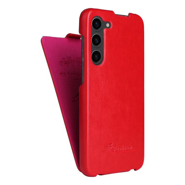 For Samsung Galaxy S23 5G Fierre Shann 64 Texture Vertical Flip PU Leather Phone Case(Red) For Samsung Galaxy S23 5G Fierre Shann 64 Texture Vertical Flip PU Leather Phone Case(Red)