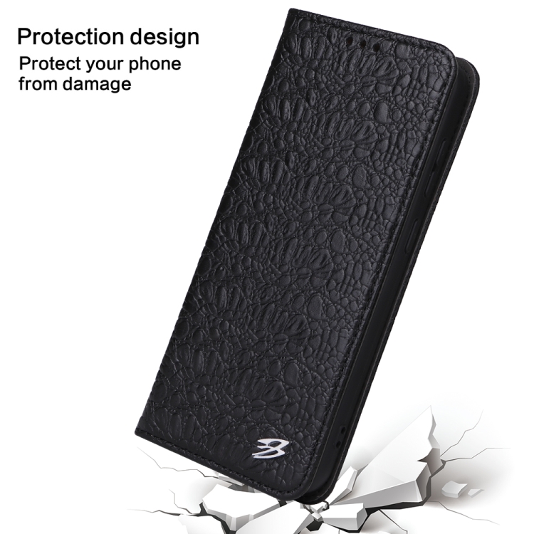 For Samsung Galaxy S23+ 5G Fierre Shann Crocodile Texture Magnetic Genuine Leather Phone Case(Black) For Samsung Galaxy S23+ 5G Fierre Shann Crocodile Texture Magnetic Genuine Leather Phone Case(Black)