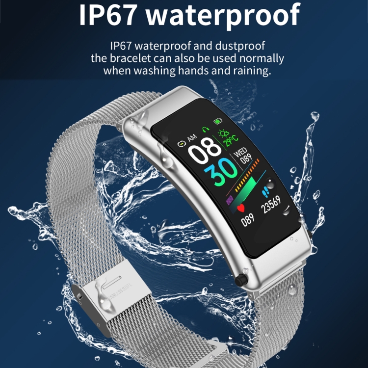 K50 Auricular de banda de acero de 1,08 pulgadas Desmontable IP67 Reloj inteligente a prueba de agua Soporte de llamada Bluetooth (Oro) - B12