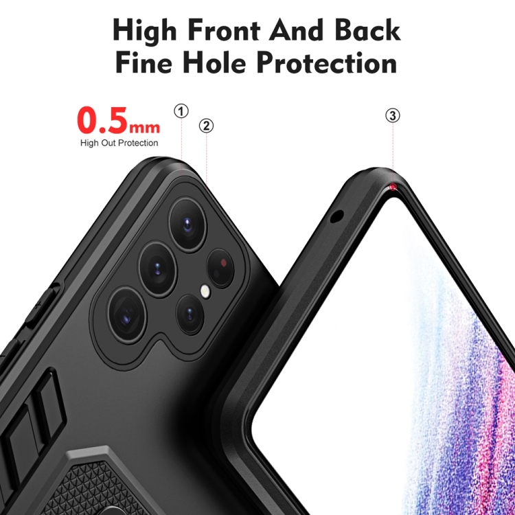 For Samsung Galaxy S23 Ultra 5G Variety Brave Armor Finger Loop Holder Phone Case(Black)