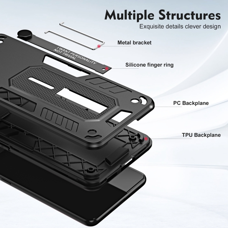 For Samsung Galaxy S23 Ultra 5G Variety Brave Armor Finger Loop Holder Phone Case(Black)