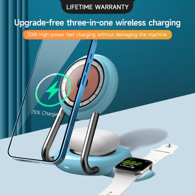 N21 15W 3 in 1 Transparent Magnetic Wireless Charger(Black) N21 15W 3 in 1 Transparent Magnetic Wireless Charger(Black)