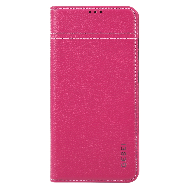 For Samsung Galaxy S23+ 5G GEBEI Top-grain Horizontal Flip Leather Phone Case(Rose Red) For Samsung Galaxy S23+ 5G GEBEI Top-grain Horizontal Flip Leather Phone Case(Rose Red)