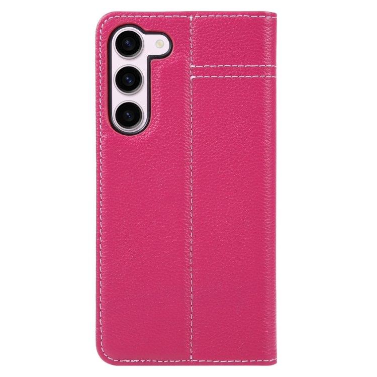 For Samsung Galaxy S23+ 5G GEBEI Top-grain Horizontal Flip Leather Phone Case(Rose Red) For Samsung Galaxy S23+ 5G GEBEI Top-grain Horizontal Flip Leather Phone Case(Rose Red)