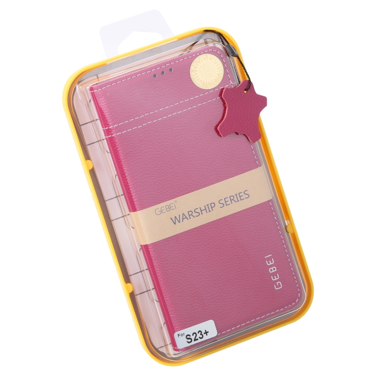 For Samsung Galaxy S23+ 5G GEBEI Top-grain Horizontal Flip Leather Phone Case(Rose Red) For Samsung Galaxy S23+ 5G GEBEI Top-grain Horizontal Flip Leather Phone Case(Rose Red)