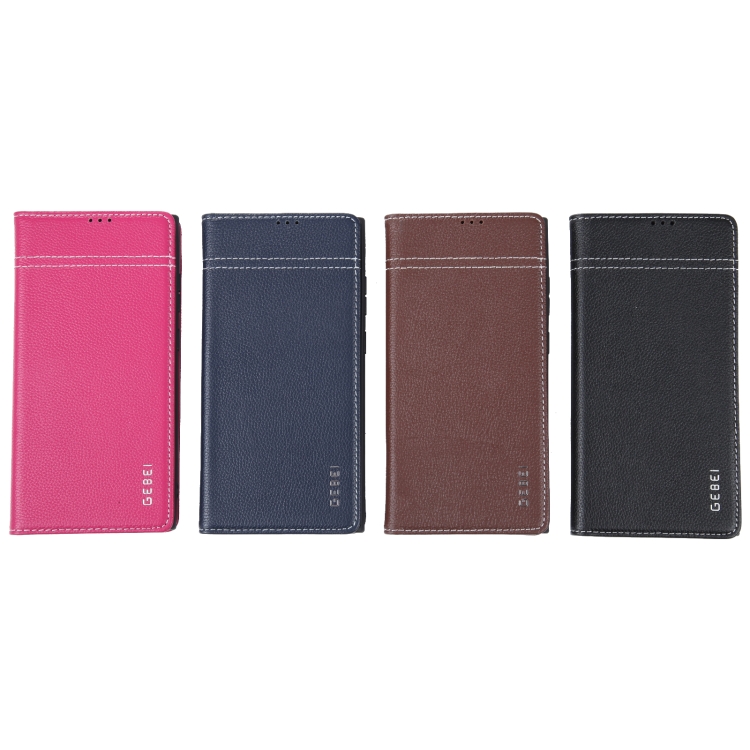 For Samsung Galaxy S23+ 5G GEBEI Top-grain Horizontal Flip Leather Phone Case(Rose Red) For Samsung Galaxy S23+ 5G GEBEI Top-grain Horizontal Flip Leather Phone Case(Rose Red)