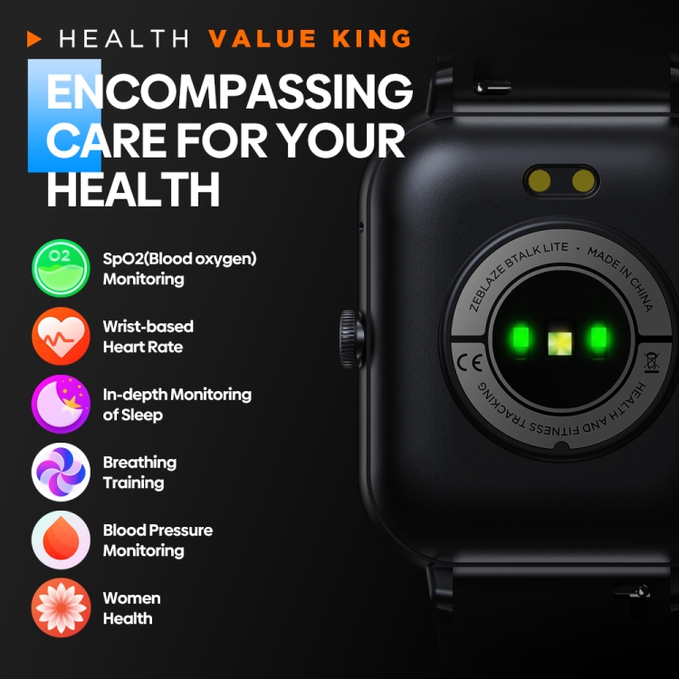 Zeblaze Btalk Lite 1.83 inch IP68 Waterproof Smart Watch Supports Voice Calls/Health Monitoring(Black) - 6
