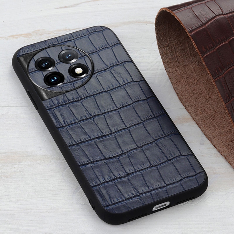 For OnePlus Ace 2 / 11R Accurate Hole Crocodile Texture Genuine Leather ...