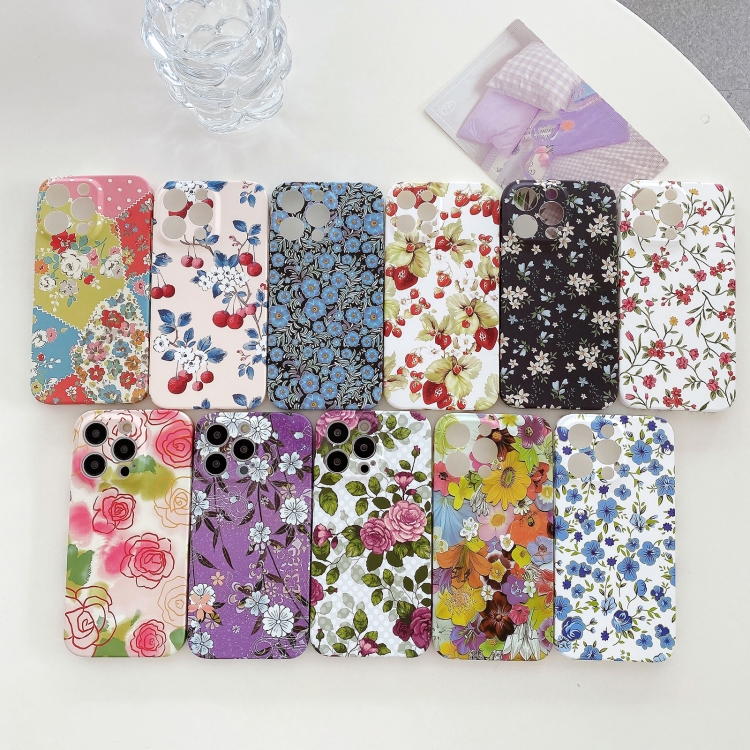 For iPhone 14 Water Sticker Flower Pattern PC Phone Case(Strawberry) For iPhone 14 Water Sticker Flower Pattern PC Phone Case(Strawberry)