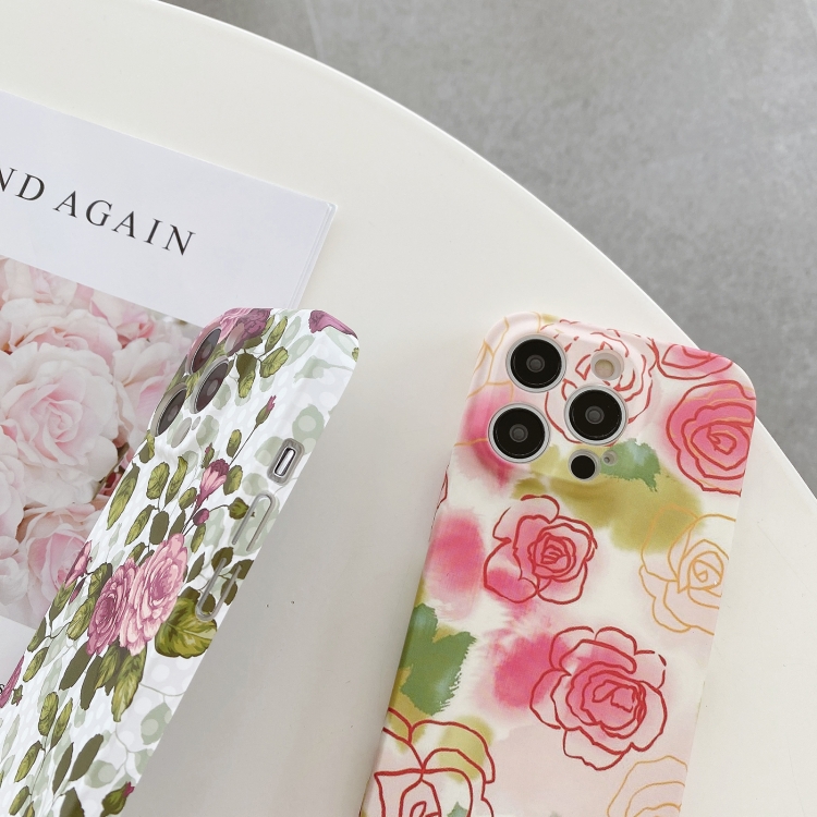 For iPhone 14 Water Sticker Flower Pattern PC Phone Case(Strawberry) For iPhone 14 Water Sticker Flower Pattern PC Phone Case(Strawberry)