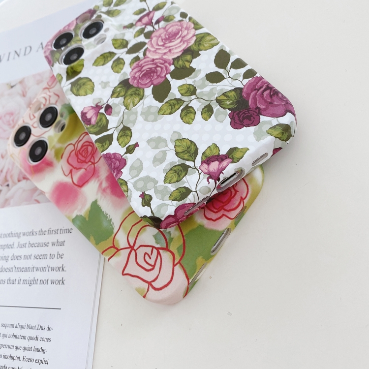 For iPhone 14 Plus Water Sticker Flower Pattern PC Phone Case(Strawberry) For iPhone 14 Plus Water Sticker Flower Pattern PC Phone Case(Strawberry)