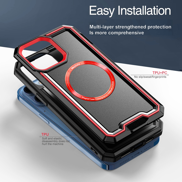 For iPhone 14 / 13 Armour Two-color MagSafe Magnetic TPU + PC Phone Case(Black + Red) For iPhone 14 / 13 Armour Two-color MagSafe Magnetic TPU + PC Phone Case(Black + Red)