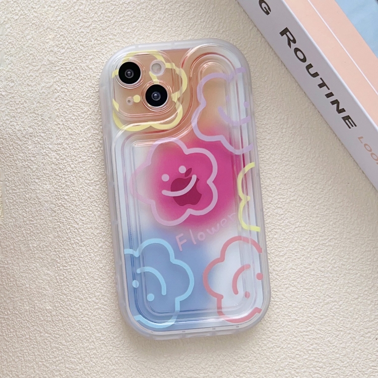 For iPhone 13 Airbag Frame Smiley Face Flower Phone Case For iPhone 13 Airbag Frame Smiley Face Flower Phone Case