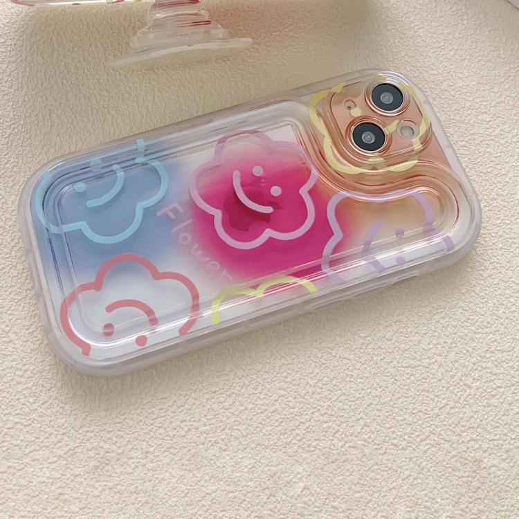 For iPhone 13 Airbag Frame Smiley Face Flower Phone Case For iPhone 13 Airbag Frame Smiley Face Flower Phone Case