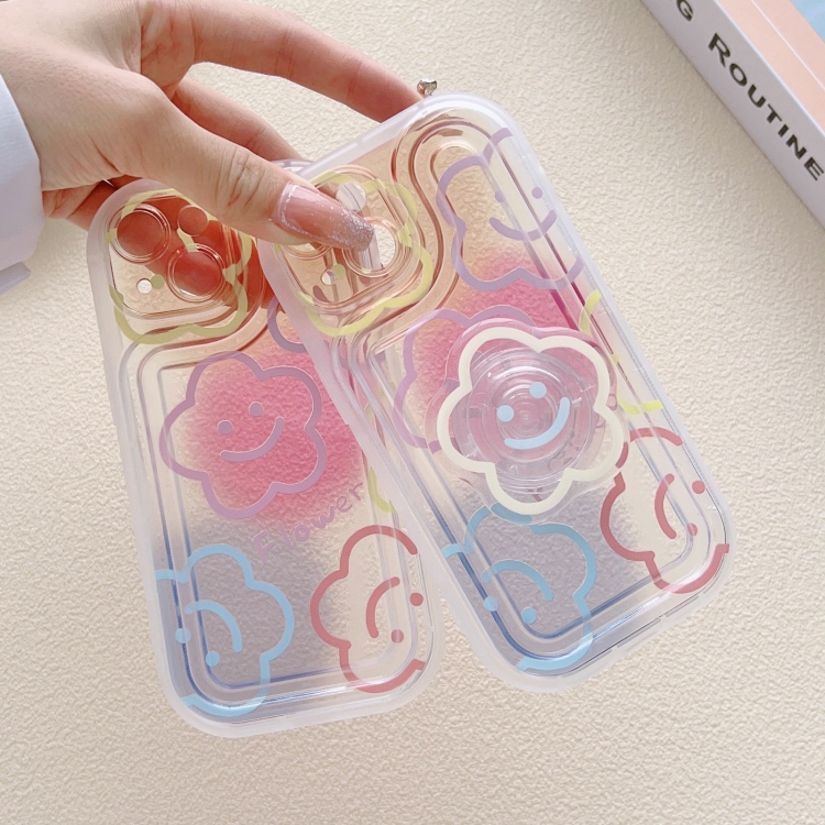 For iPhone 13 Airbag Frame Smiley Face Flower Phone Case For iPhone 13 Airbag Frame Smiley Face Flower Phone Case