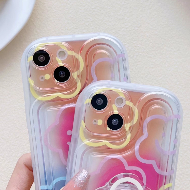For iPhone 13 Airbag Frame Smiley Face Flower Phone Case For iPhone 13 Airbag Frame Smiley Face Flower Phone Case