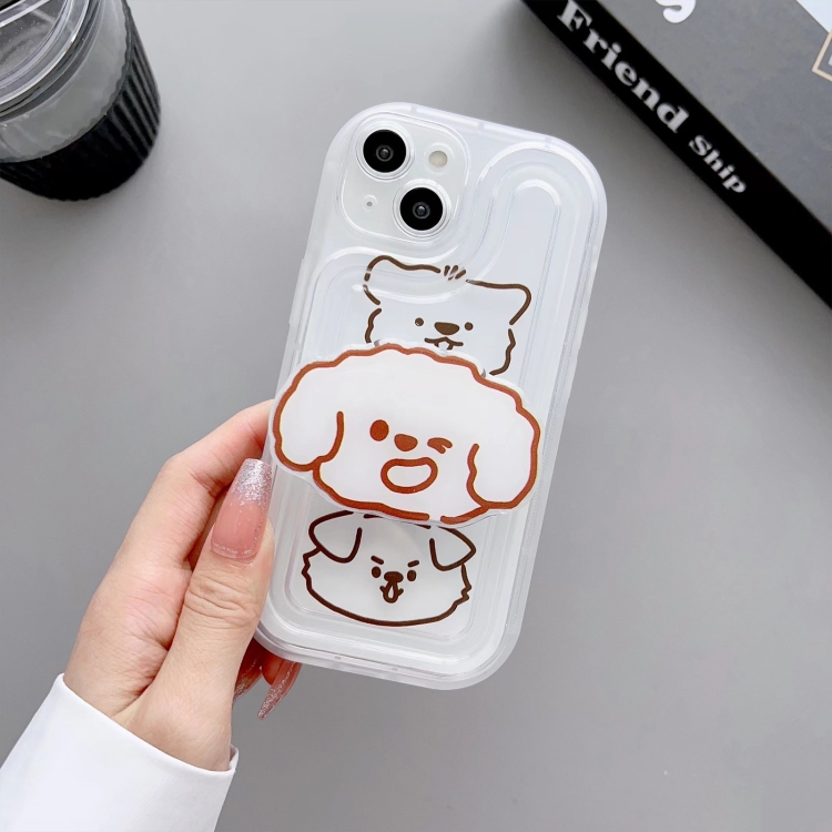 For iPhone 13 Airbag Frame Three Bears Phone Case with Holder For iPhone 13 Airbag Frame Three Bears Phone Case with Holder