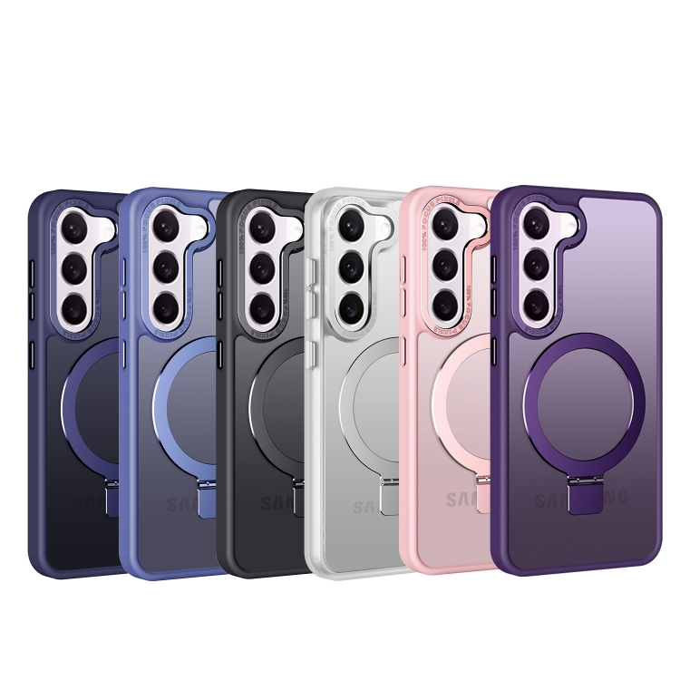 For Samsung Galaxy S23+ 5G Skin Feel MagSafe Magnetic Holder Phone Case(Dark Blue)