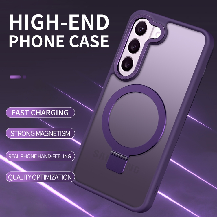 For Samsung Galaxy S23+ 5G Skin Feel MagSafe Magnetic Holder Phone Case(Dark Blue)