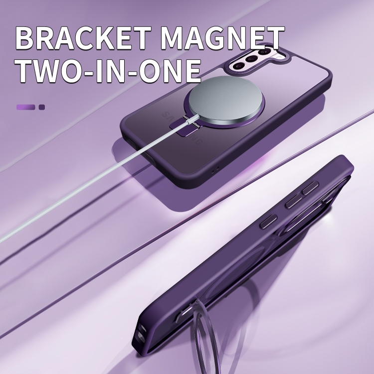 For Samsung Galaxy S23+ 5G Skin Feel MagSafe Magnetic Holder Phone Case(Dark Blue)