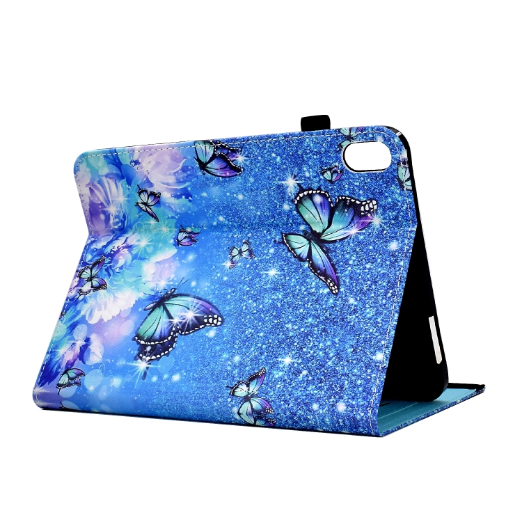 Colored Drawing Stitching Elastic Band Leather Smart Tablet Case For iPad mini 2024 / mini 6(Butterfly)