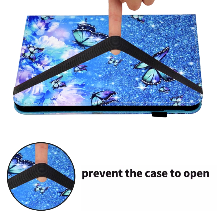 Colored Drawing Stitching Elastic Band Leather Smart Tablet Case For iPad mini 2024 / mini 6(Butterfly)