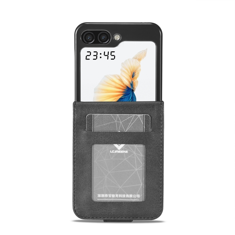 For Samsung Galaxy Z Flip5 5G LC.IMEEKE Calf Texture Leather Phone Case(Black) For Samsung Galaxy Z Flip5 5G LC.IMEEKE Calf Texture Leather Phone Case(Black)
