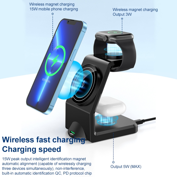 WT-158 MagSafe Magnetic Multi in One Wireless Charger WT-158 MagSafe Magnetic Multi in One Wireless Charger