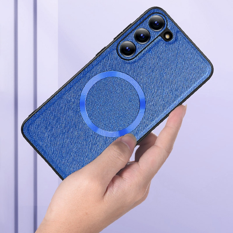 For Samsung Galaxy S23+ 5G CD Texture Magsafe Magnetic Suction Phone Case(Sapphire Blue)