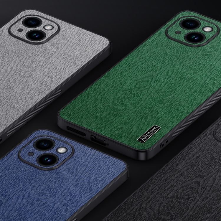 For iPhone 14 TPU + PC + PU Tree Texture Shockproof Full Coverage Protective Phone Case(Black) For iPhone 14 TPU + PC + PU Tree Texture Shockproof Full Coverage Protective Phone Case(Black)