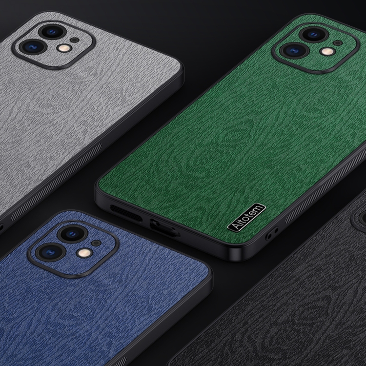 For iPhone 12 TPU + PC + PU Tree Texture Shockproof Full Coverage Protective Phone Case(Black) For iPhone 12 TPU + PC + PU Tree Texture Shockproof Full Coverage Protective Phone Case(Black)