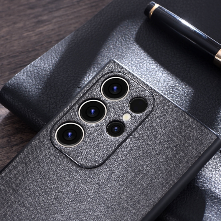 For Samsung Galaxy S23+ 5G Cloth Texture PU + TPU Phone Case(Grey)