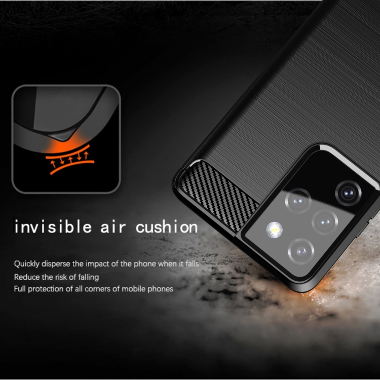 For Samsung Galaxy S21 Ultra Brushed Texture Carbon Fiber TPU Phone Case(Blue) For Samsung Galaxy S21 Ultra Brushed Texture Carbon Fiber TPU Phone Case(Blue)