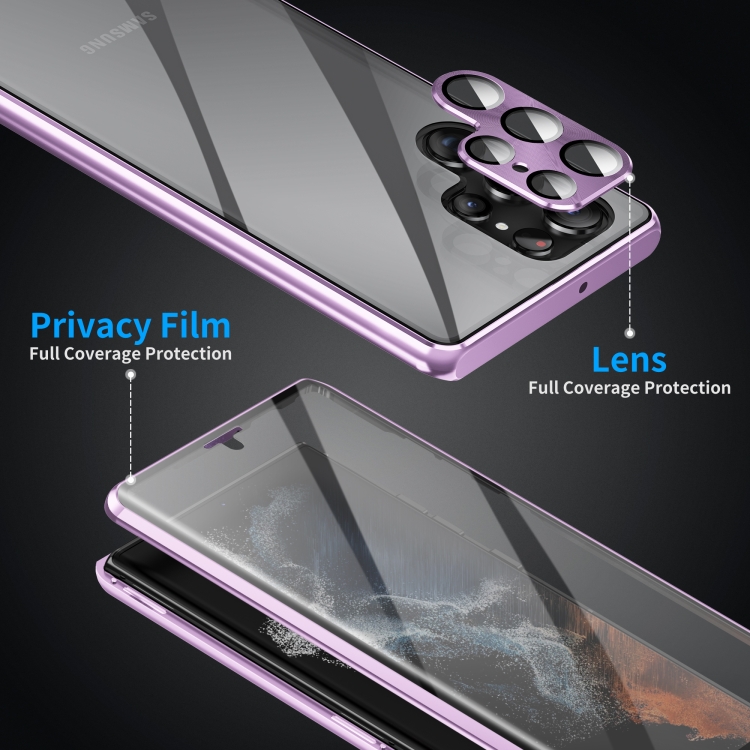 For Samsung Galaxy S23+ 5G HD Full Cover Magnetic Metal Tempered Glass Phone Case(Black) For Samsung Galaxy S23+ 5G HD Full Cover Magnetic Metal Tempered Glass Phone Case(Black)