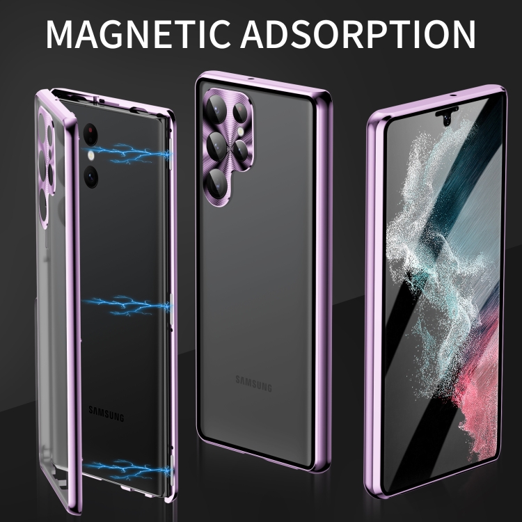For Samsung Galaxy S23 Ultra 5G HD Full Cover Magnetic Metal Tempered Glass Phone Case(Black) For Samsung Galaxy S23 Ultra 5G HD Full Cover Magnetic Metal Tempered Glass Phone Case(Black)
