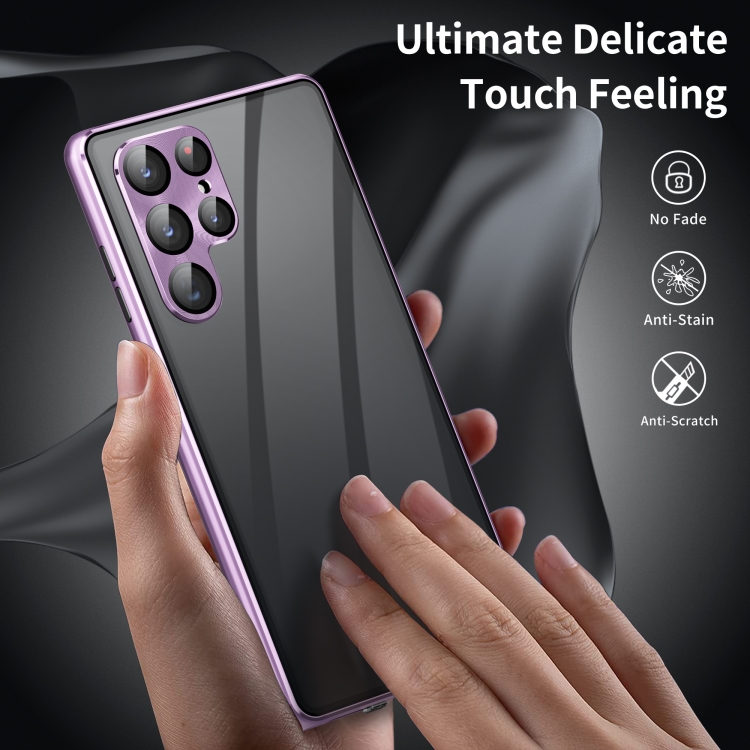 For Samsung Galaxy S23 Ultra 5G HD Full Cover Magnetic Metal Tempered Glass Phone Case(Black) For Samsung Galaxy S23 Ultra 5G HD Full Cover Magnetic Metal Tempered Glass Phone Case(Black)