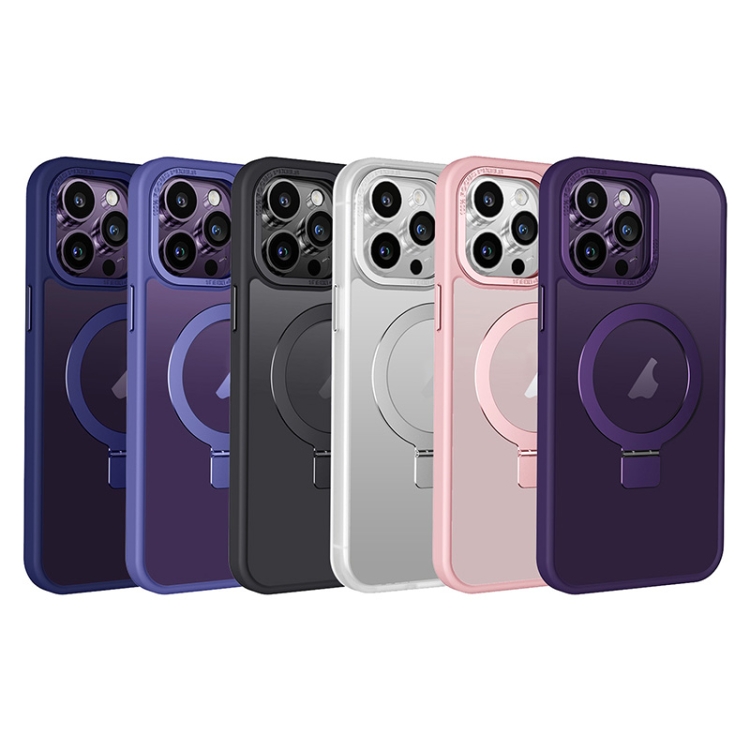 For iPhone 14 Skin Feel MagSafe Magnetic Holder Phone Case(Pink) For iPhone 14 Skin Feel MagSafe Magnetic Holder Phone Case(Pink)