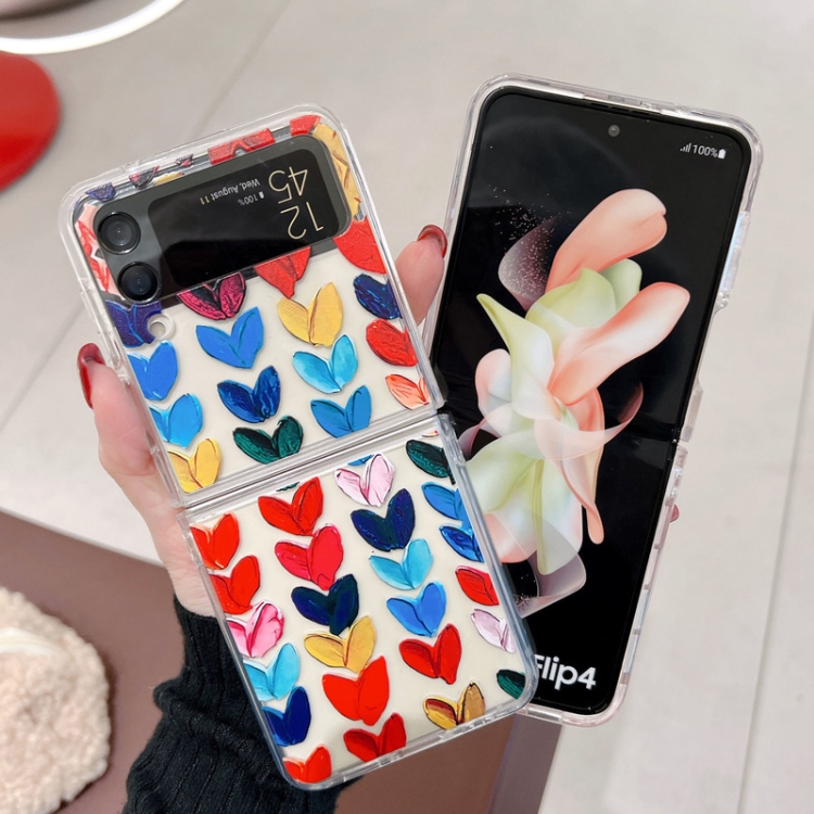 For Samsung Galaxy Z Flip4 5G Graffiti Heart Pattern Protective Phone Case(Transparent) For Samsung Galaxy Z Flip4 5G Graffiti Heart Pattern Protective Phone Case(Transparent)