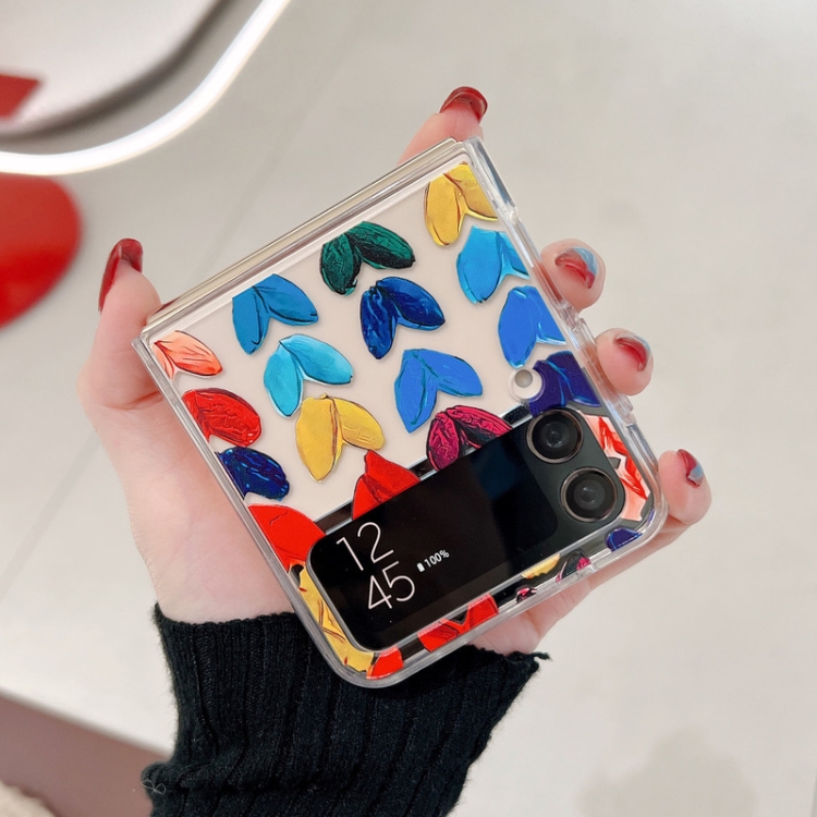For Samsung Galaxy Z Flip4 5G Graffiti Heart Pattern Protective Phone Case(Transparent) For Samsung Galaxy Z Flip4 5G Graffiti Heart Pattern Protective Phone Case(Transparent)