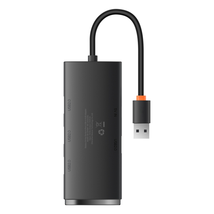 Baseus Lite Series WKQX070001 Adaptador USB-A a USB 2.0x4 HUB, Longitud del cable: 25 cm (Negro) - 1