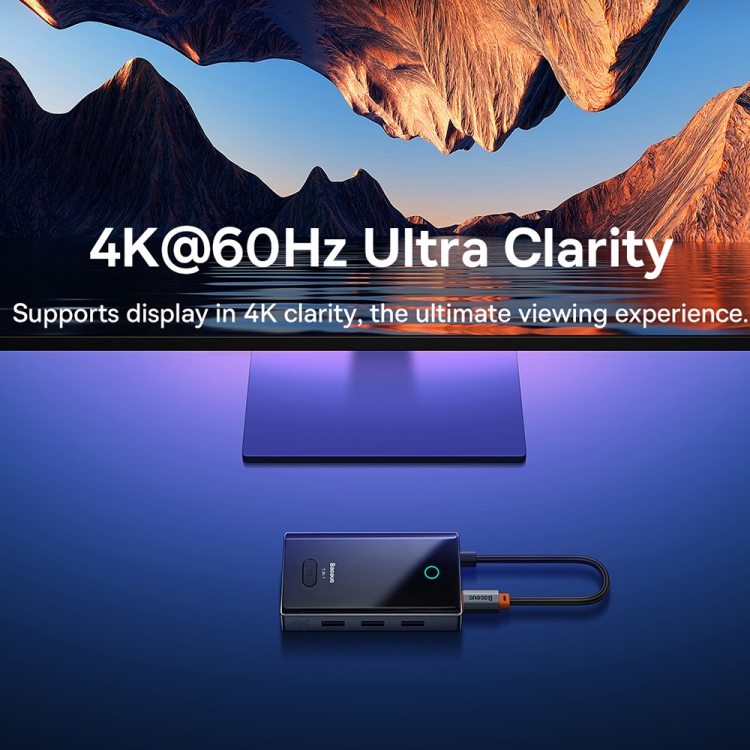Baseus WKYY030113 Adaptador 5 en 1 USB-C / Type-C a USB3.0x3+HDMI+PD HUB (Gris espacial) - 3