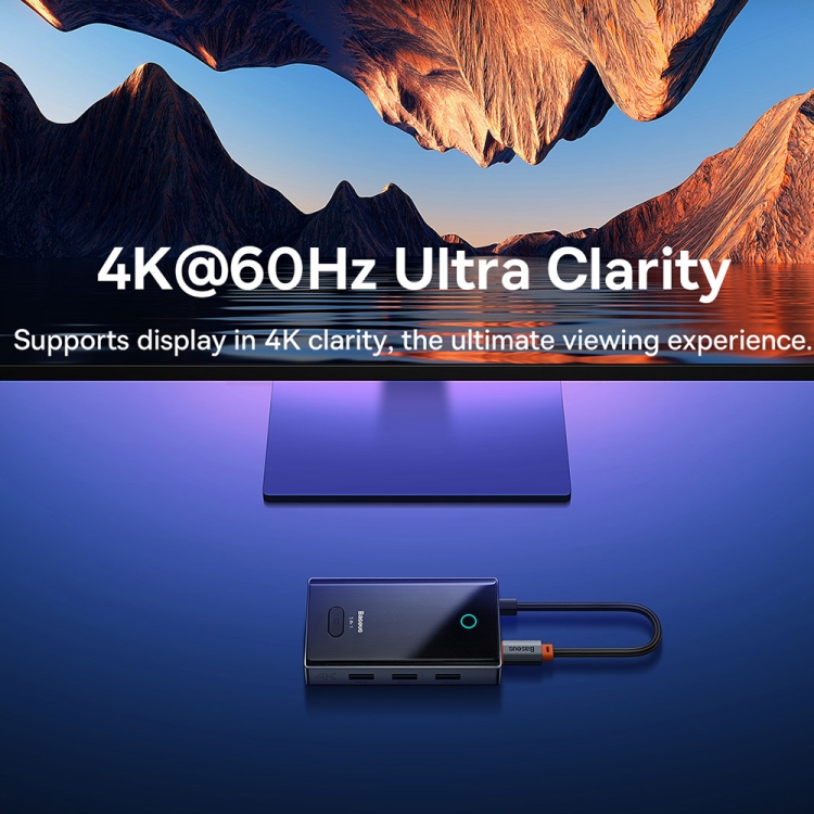 Baseus WKYY030113 5 in 1 USB-C / Type-C to USB3.0x3+HDMI+PD HUB Adapter(Space Grey) - 3