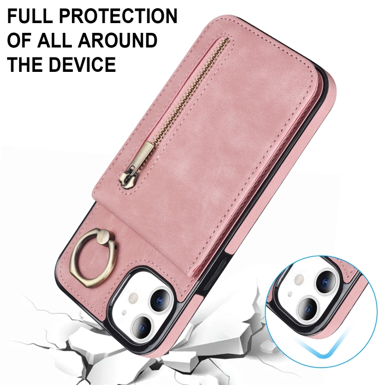 For Samsung Galaxy S23 5G Retro Ring and Zipper RFID Card Slot Phone Case(Pink) For Samsung Galaxy S23 5G Retro Ring and Zipper RFID Card Slot Phone Case(Pink)