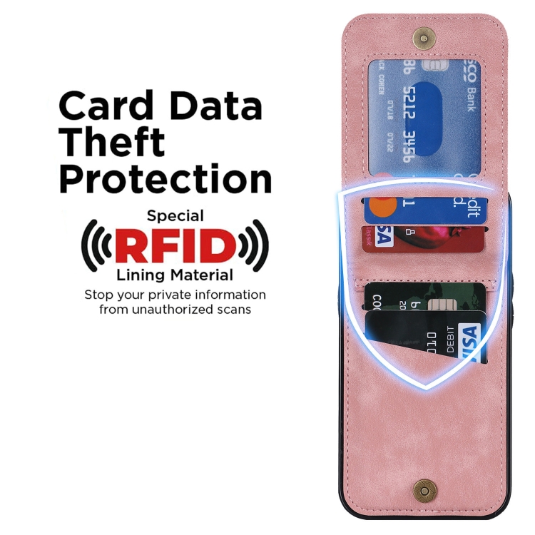 For Samsung Galaxy S23+ 5G Retro Ring and Zipper RFID Card Slot Phone Case(Pink) For Samsung Galaxy S23+ 5G Retro Ring and Zipper RFID Card Slot Phone Case(Pink)