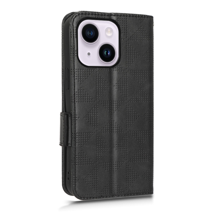 For iPhone 14 Symmetrical Triangle Leather Phone Case(Black) For iPhone 14 Symmetrical Triangle Leather Phone Case(Black)