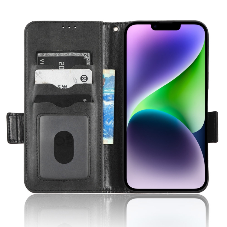 For iPhone 14 Symmetrical Triangle Leather Phone Case(Black) For iPhone 14 Symmetrical Triangle Leather Phone Case(Black)